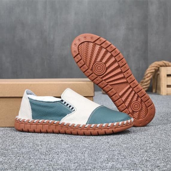 Summer New Lazy Slip-On Genuine Leather Driving Shoes Top Grain Cowhide Men's Handmade Loafers Breathable Shoes