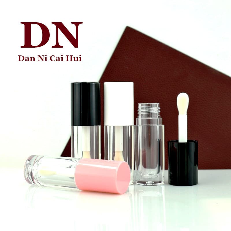 In Stock Factory Wholesale Round Large Sponge Brush Head ABS Material 6ml Lip Gloss Tube, Lip Lacquer Tube Empty Containers, Cosmetic Packaging