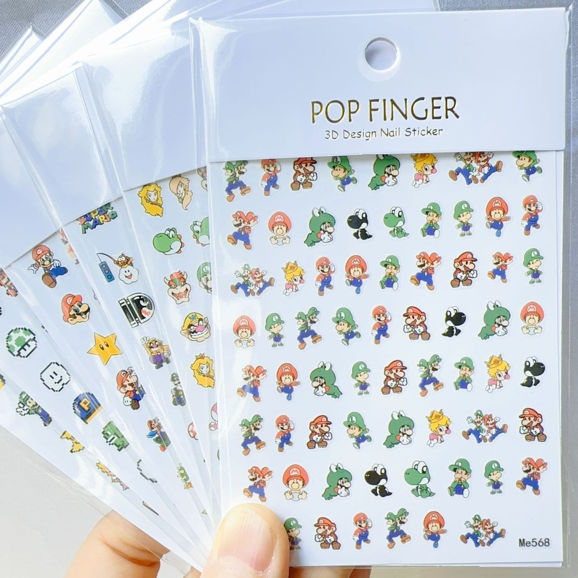 Cross-border e-commerce cartoon children's Mario Mary nail stickers cute sweet and cool nail art stickers