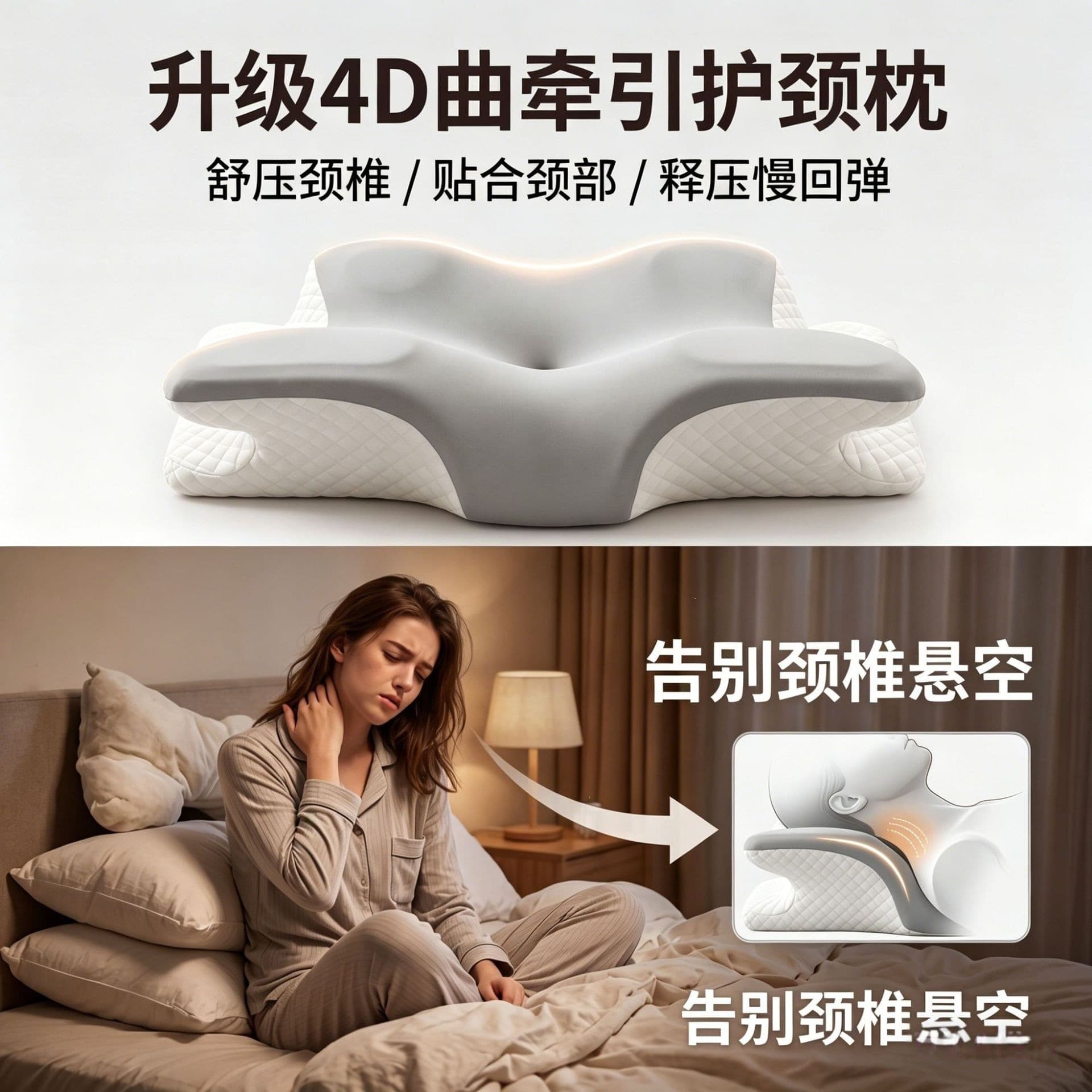 Cross-border butterfly horn slow rebound memory foam pillow neck support cervical spine high pillow non-collapse pillow core wholesale slow rebound