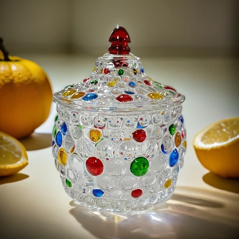 European Colored Glass Candy Jar and Storage Container, Creative Decorative Piece for Living Room Snack and Dry Fruit Organization