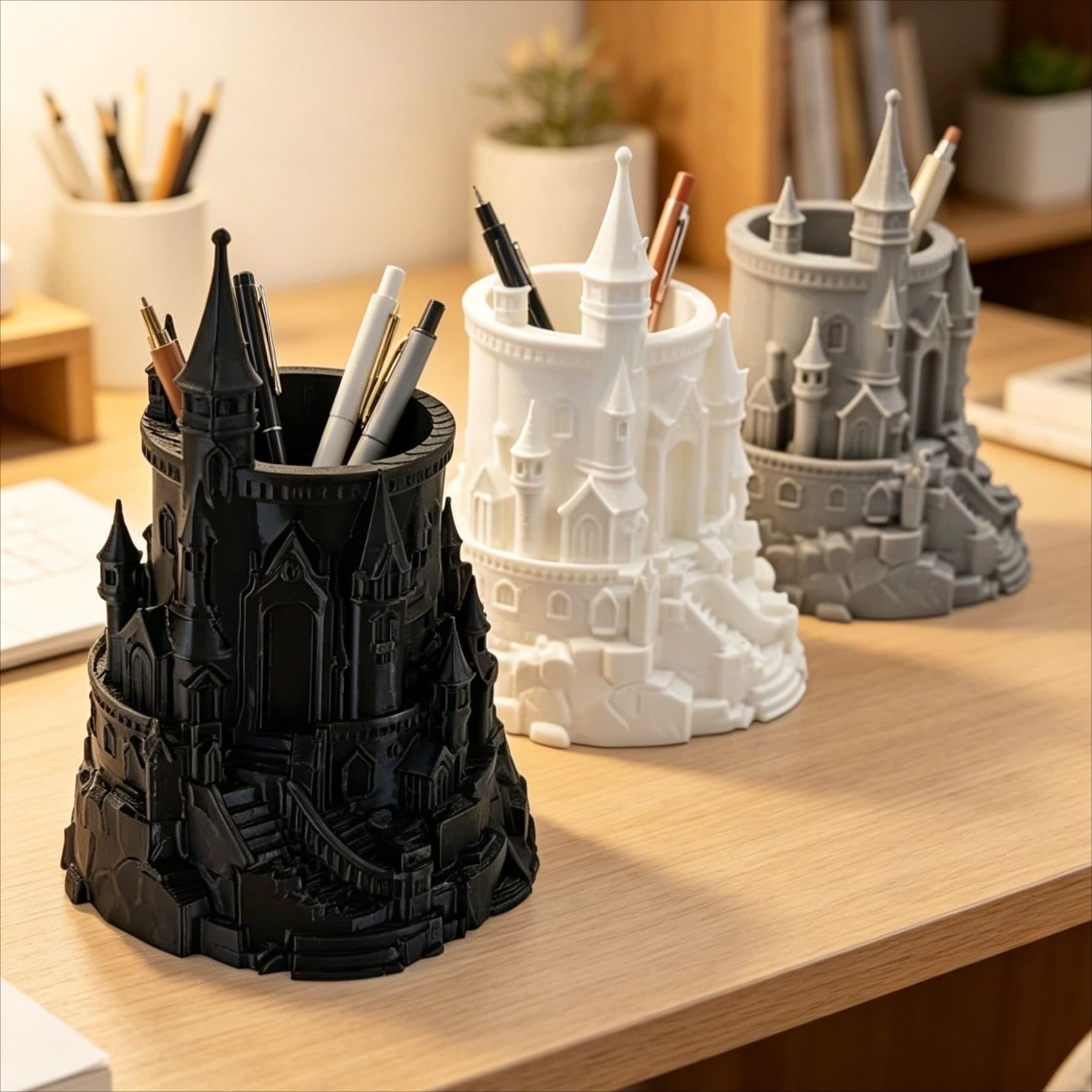 Cross-border popular dark style castle pen holder Harry Potter castle 3D printing creative pen holder magic castle