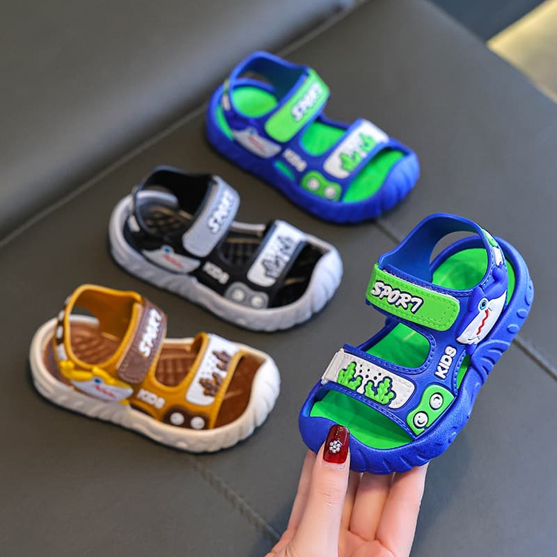 Boys Sandals Summer Anti-Slip Beach Shoes Sports Toddler Baby PVC Material Comfortable Breathable Slip-On Casual Footwear