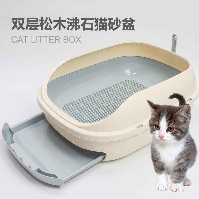 Amazon Pine Cat Litter Box Double-layer Drawer Type Large Cat Toilet Sand Pot Cat Dung Pot Cat Potty Anti-splash