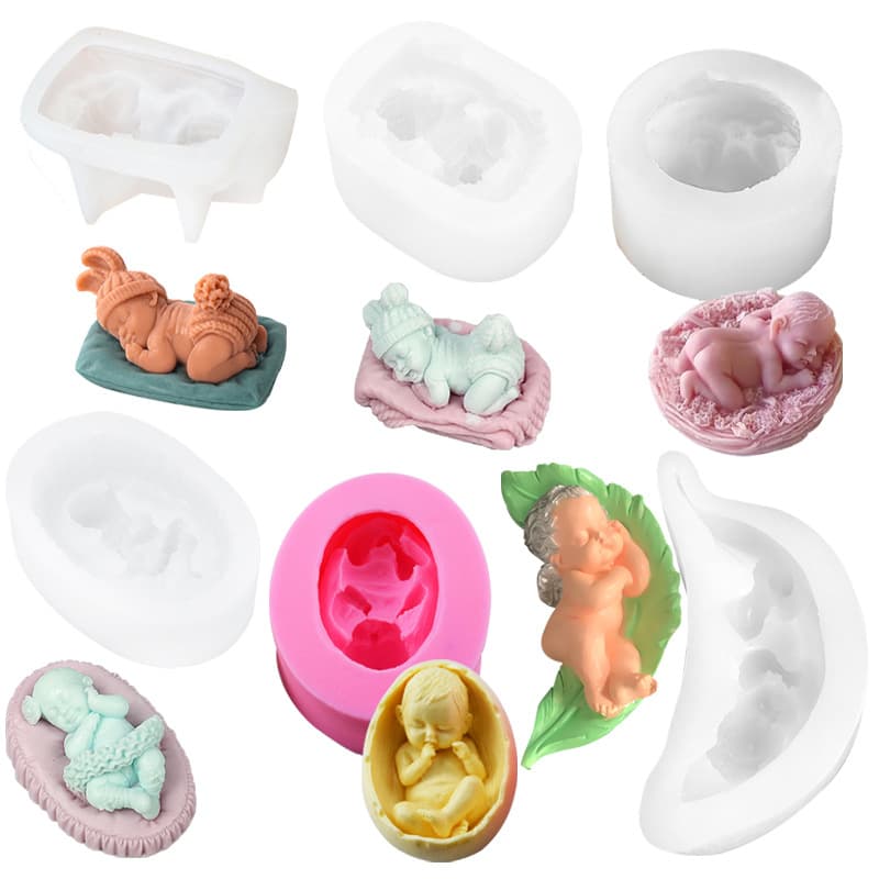 Baby Boy and Girl Silicone Mold for Candle, Aromatherapy, Plaster, Baking, DIY Cake Mold