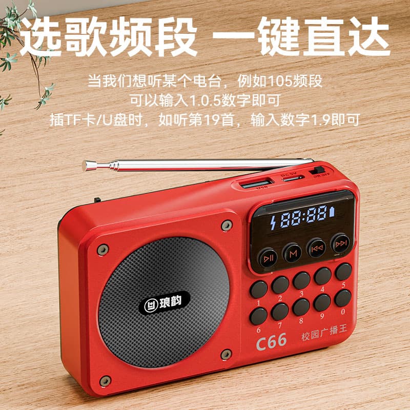 2025 New Langyun C66 Multi-Function Campus Radio, Mini Bluetooth, Multi-Band Campus Broadcast King