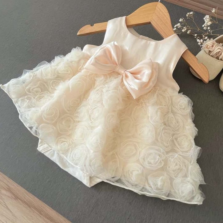 2026 New Baby Romper Dress with Rose Pattern, Summer Sweet Birthday Princess Dress for Girls