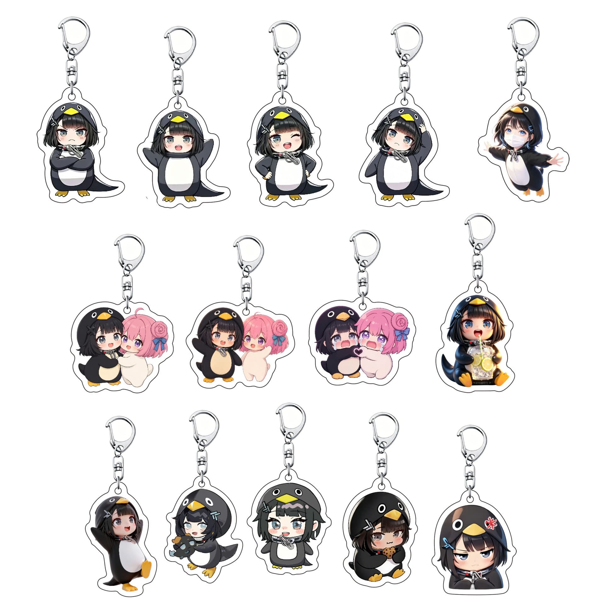 Arknights Two-Dimensional Penguin Girl Gugu Gaga Acrylic Keychain Pendant Game Cartoon Peripheral