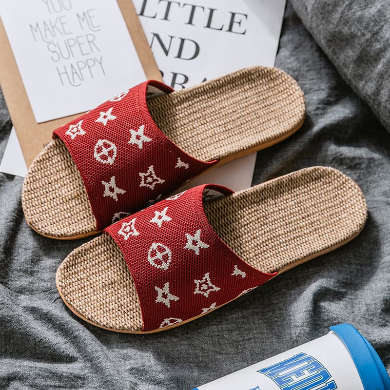 Ningbo linen slippers manufacturer wholesale foreign trade home slippers Feiwei couple come to linen breathable slippers