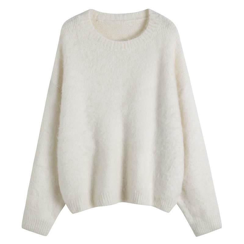 2024 New Fall/Winter Top Design Sense Niche Base Layer Vintage Japanese Mohair White Sweater for Women