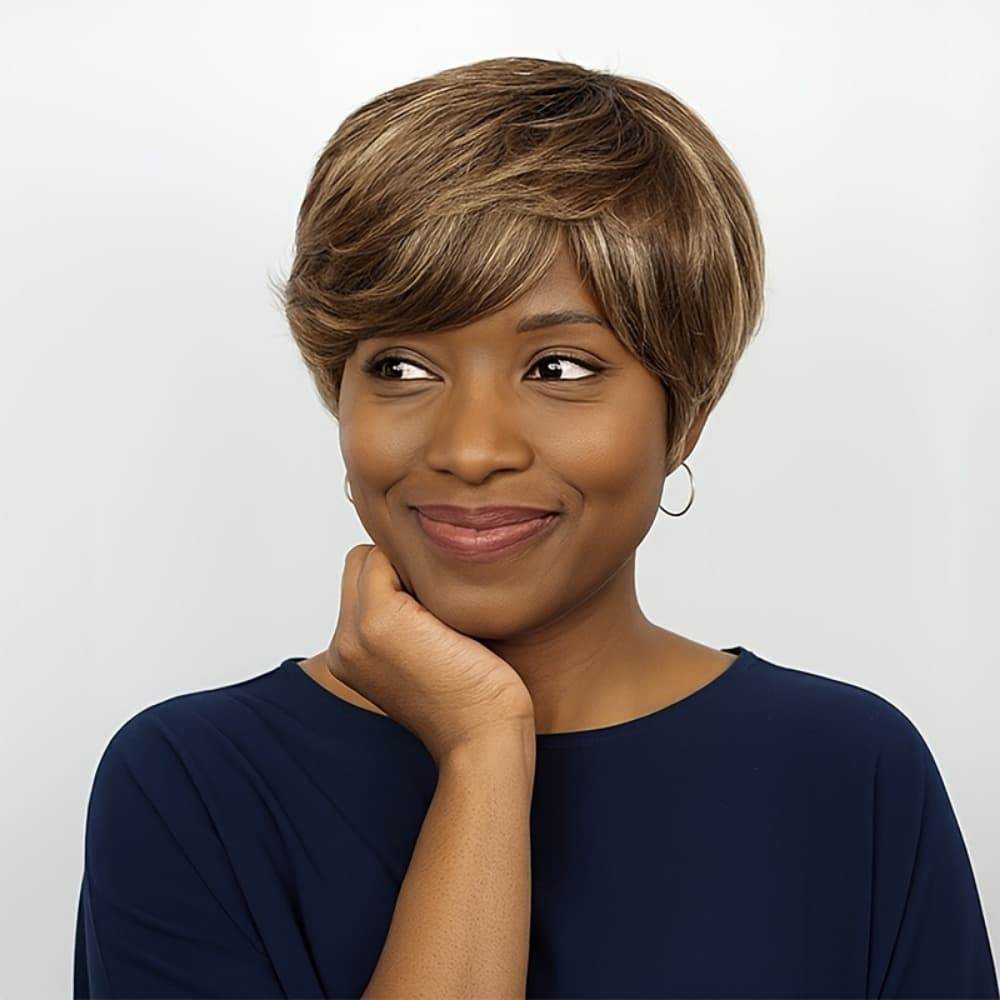 Hot selling style P427 color pixie wig straight human hair machine-made hair cover short style