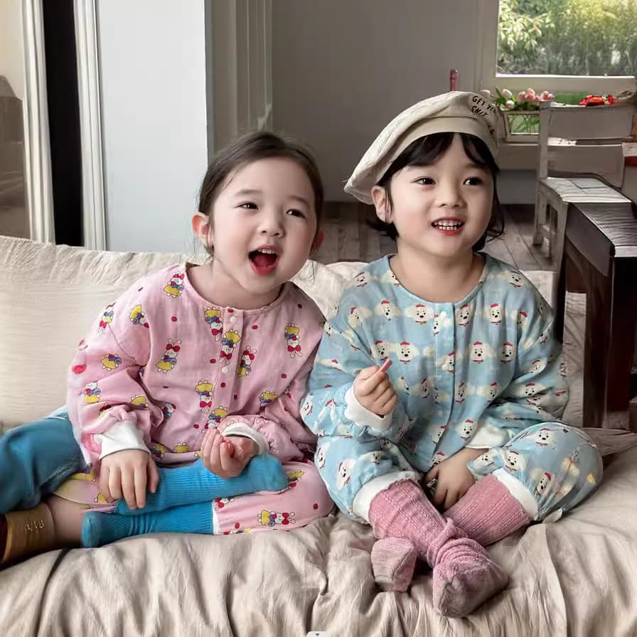 Rinnan children's pure cotton one-piece pajamas 26th autumn new digital printing high-density cotton rompers category a