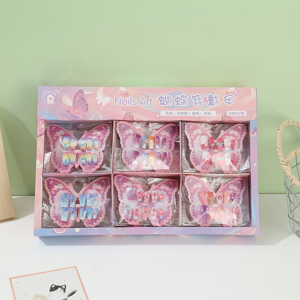 Fantasy Butterfly Nail Art Stickers Children's Cartoon Girl Dress Up Nail Stickers 3D Cute Wearable Nails
