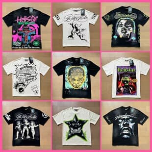 Cross-border American Hell Star washed distressed letter loose youth street T-shirt unisex