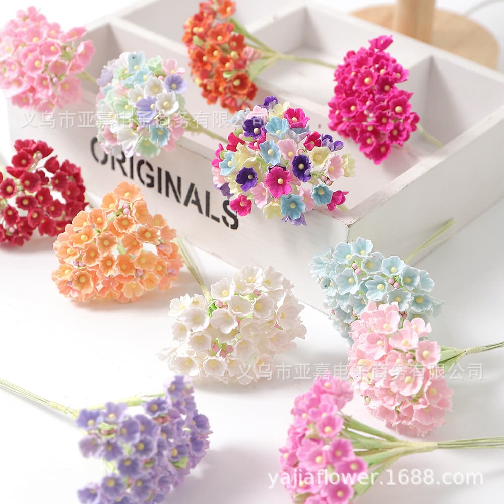 Artificial flower colorful colorful gypsophila small bunch of fake flowers high-end realistic wedding flower gift box decorative bouquet ready in stock