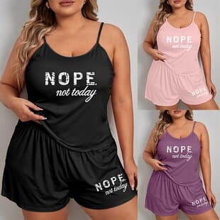Cross-border Hot Selling Women's Pajama Set Letter Print Plus Size Camisole Shorts Loose Women's Home Wear Can Be Worn Outside