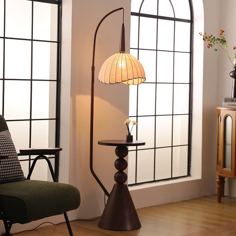 French-Style Mid-Century Living Room Floor Lamp with Integrated Shelf, Vintage Fishing Lamp, Bedroom Bedside Atmosphere Lighting Casa