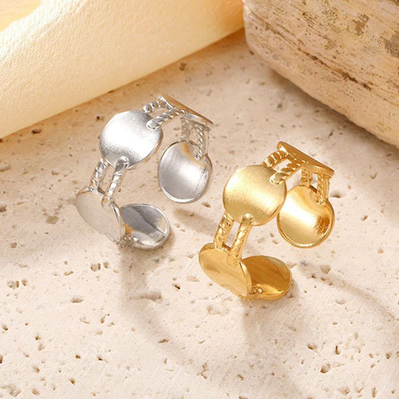 European and American cross-border minimalist geometric open ring, electroplated non-fading titanium steel ring, fashionable trendy ring for women