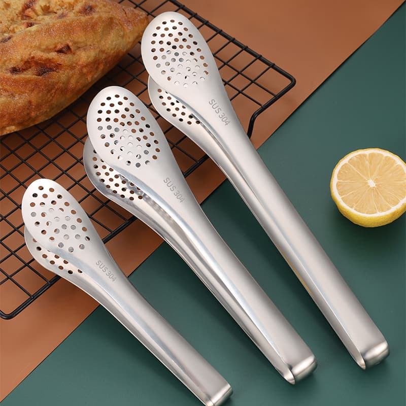 304 Non-magnetic Stainless Steel Delicate BBQ Tongs, Thickened Dessert Steak Pasta Baking Bread Public Chopsticks Grill Tongs