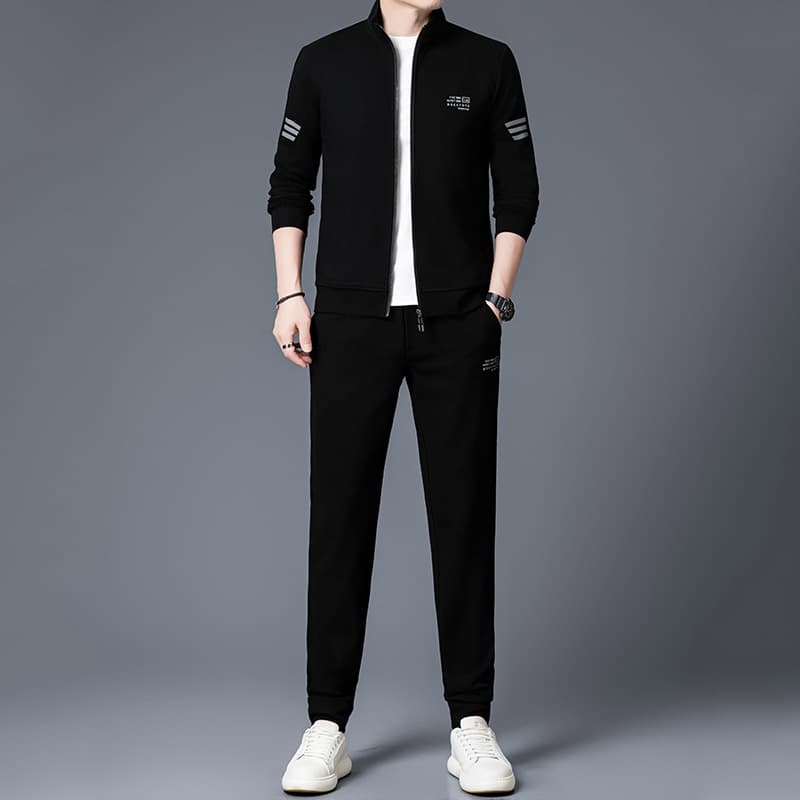 2025 Autumn New Men's Casual Suit Stand Collar Cardigan Jacket Jacket Trousers Trendy Two-Piece Set Dropshipping