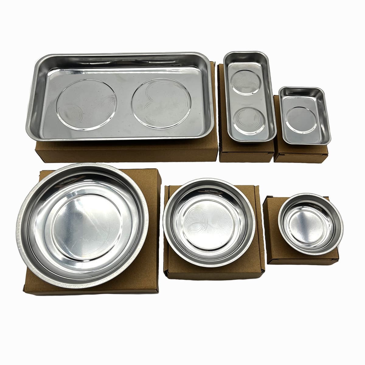 Stainless steel magnetic bowl, five-piece accessory set, magnetic tool bowl (3-inch, 4-inch, 6-inch)