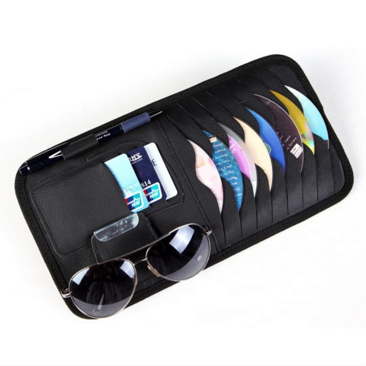 Multi-functional Car CD Holder, Genuine Leather Sun Visor CD Pouch, Hot-selling Wholesale Item for Micro-business