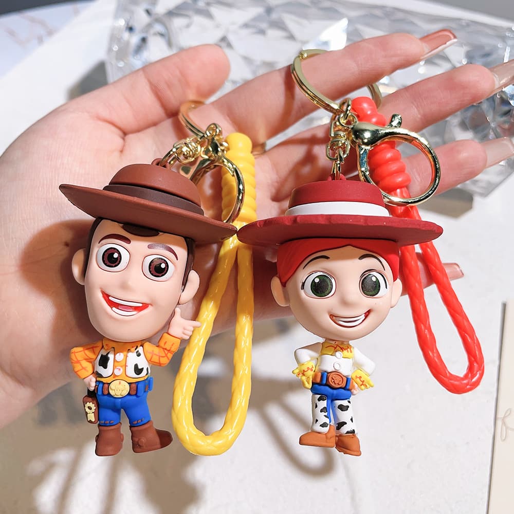 Cartoon Toy Story silicone keychain for male and female students, bags, hanging accessories, doll machine toys, small gifts for the floor
