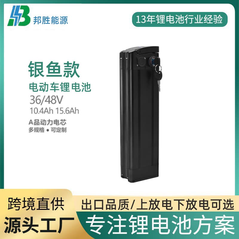36V/48V Silver Fish Lithium Battery for Electric Scooter, Folding Bike, Power Assist Mountain Bike