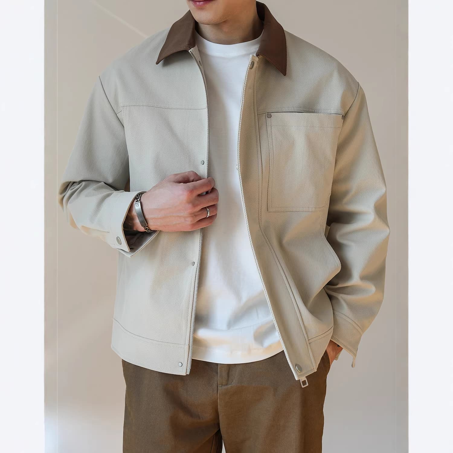 American Barn style retro lapel jacket men's 2026 spring and autumn new workwear casual textured executive jacket