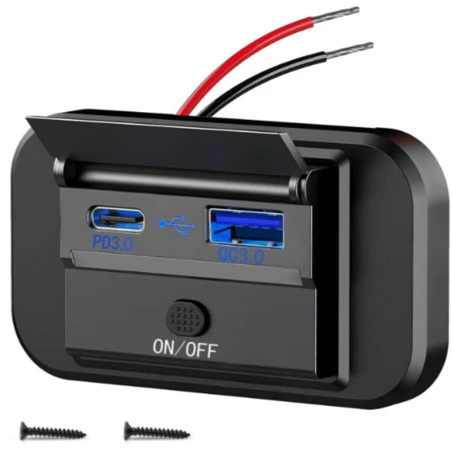 Car modified USB phone charger, fast charge Type-C for automobiles, RVs, boats, QC3.0 bus PD car charger.