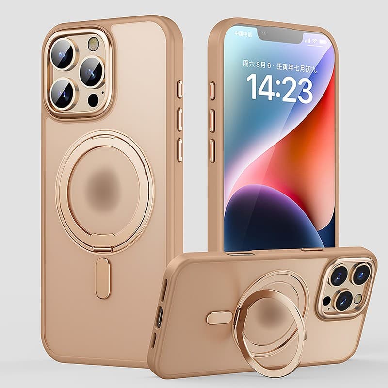 Compatible with iPhone 17 Pro Max Rotating Pivot Magnetic Phone Case, Metal Lens Cover for Apple 15, 16e, 11