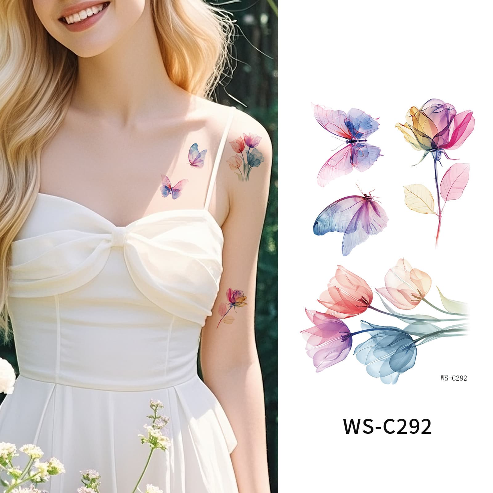 Cross-border Supply Flower Tattoo Stickers Waterproof Sweat-resistant Summer Decoration Aesthetic High-end Realistic Personalized Tattoo Stickers