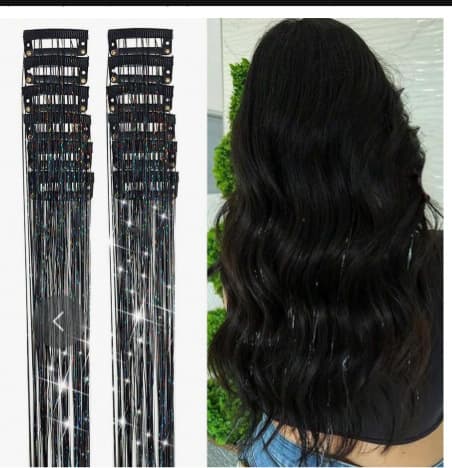 Laser Hair Extension Clips for Women, 12-Piece BB Clip-In Hair Extensions, Laser Gold Ribbon Straight Hair Extensions Wholesale