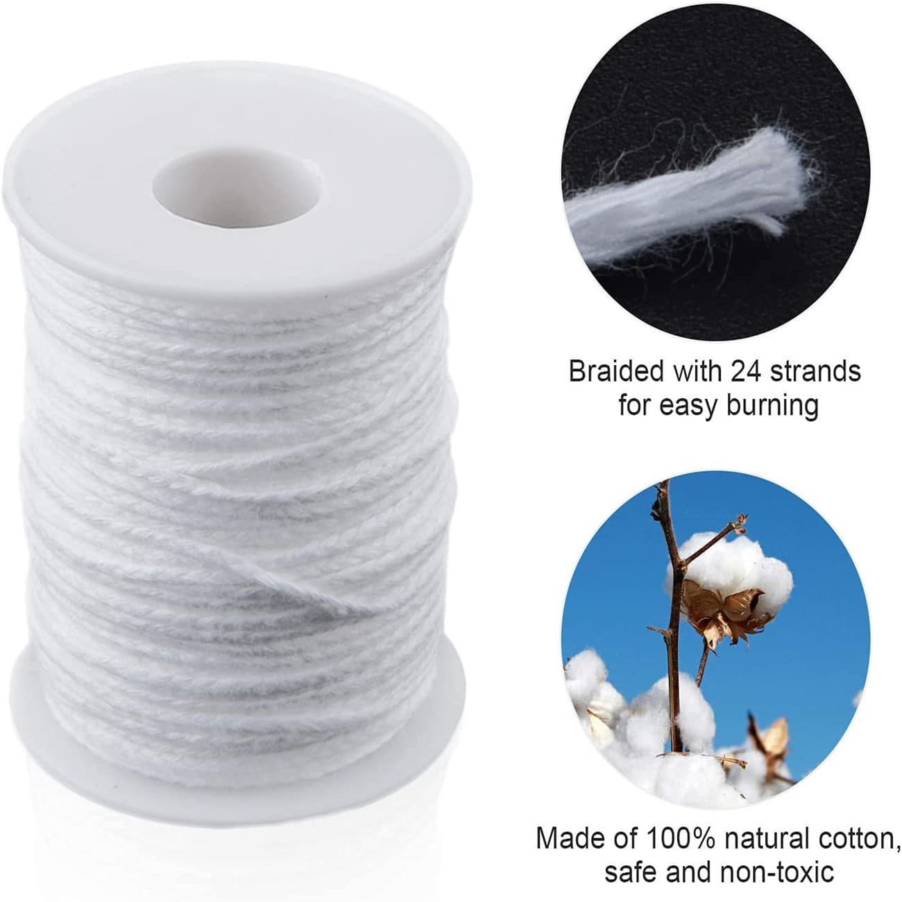 Braided Wax Wick DIY Handmade Candle Wick 24-Strand Wax Wick