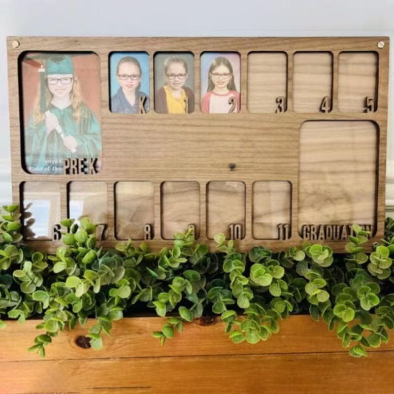 Creative Wooden Academic Year Photo Frame - Preschool to Graduation Memory Wood Frame, Campus Time Memorial Keepsake