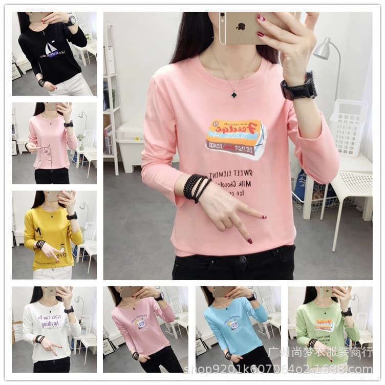 Free shipping for 9.9, drop shipping spring/fall women's long-sleeve base layer T-shirt, wholesale market source women's long-sleeve top
