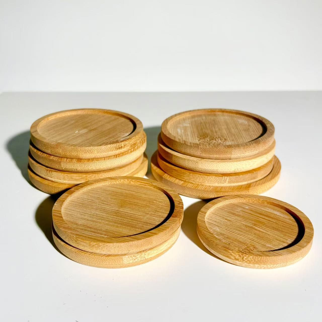 Bamboo Tray Succulent Pot Round Desktop Green Plant Cactus Pot Tray Bamboo Wood Base Tray