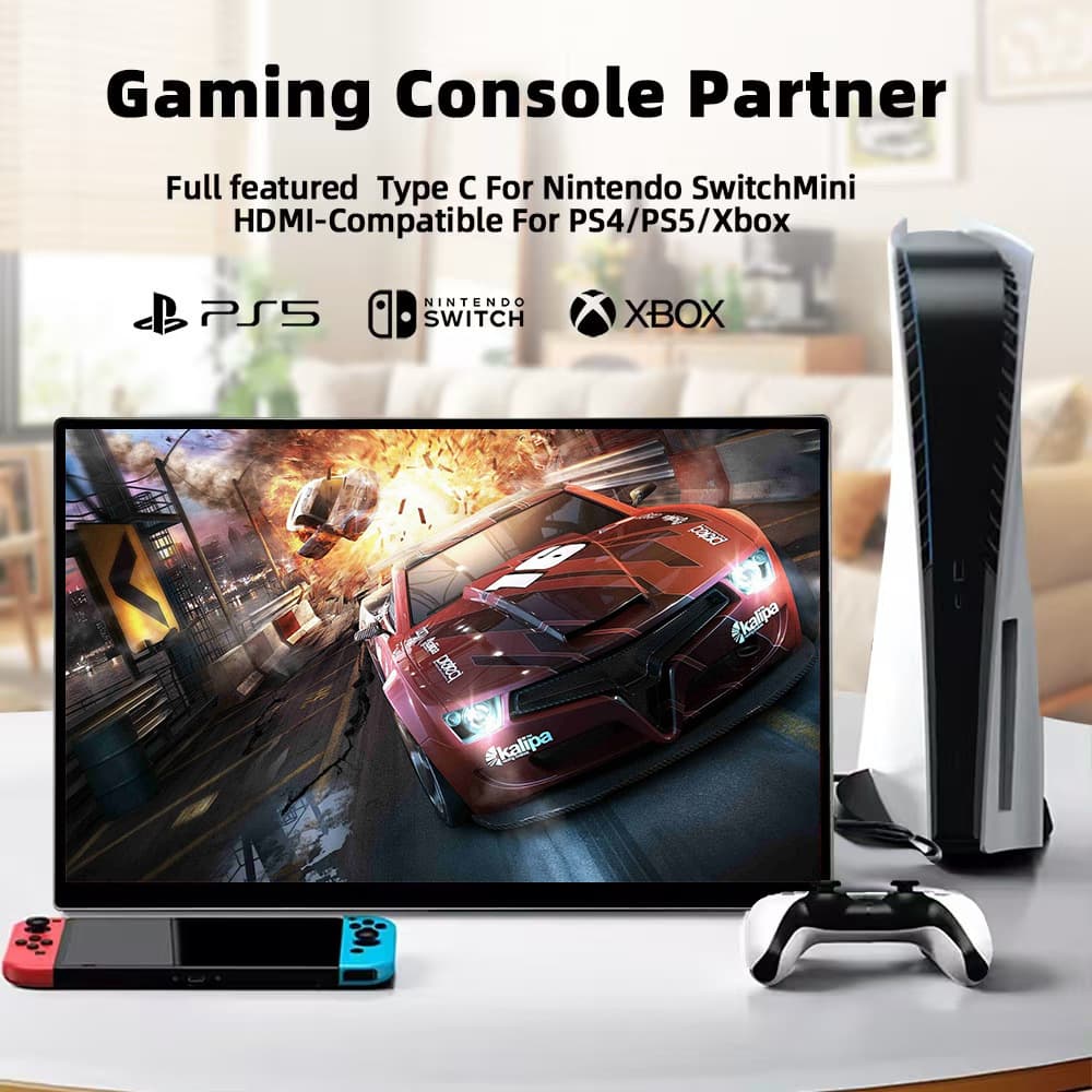 14/15.6-inch HD portable monitor with one-cable connection, touch control, and stand for mobile/computer external expansion secondary screen