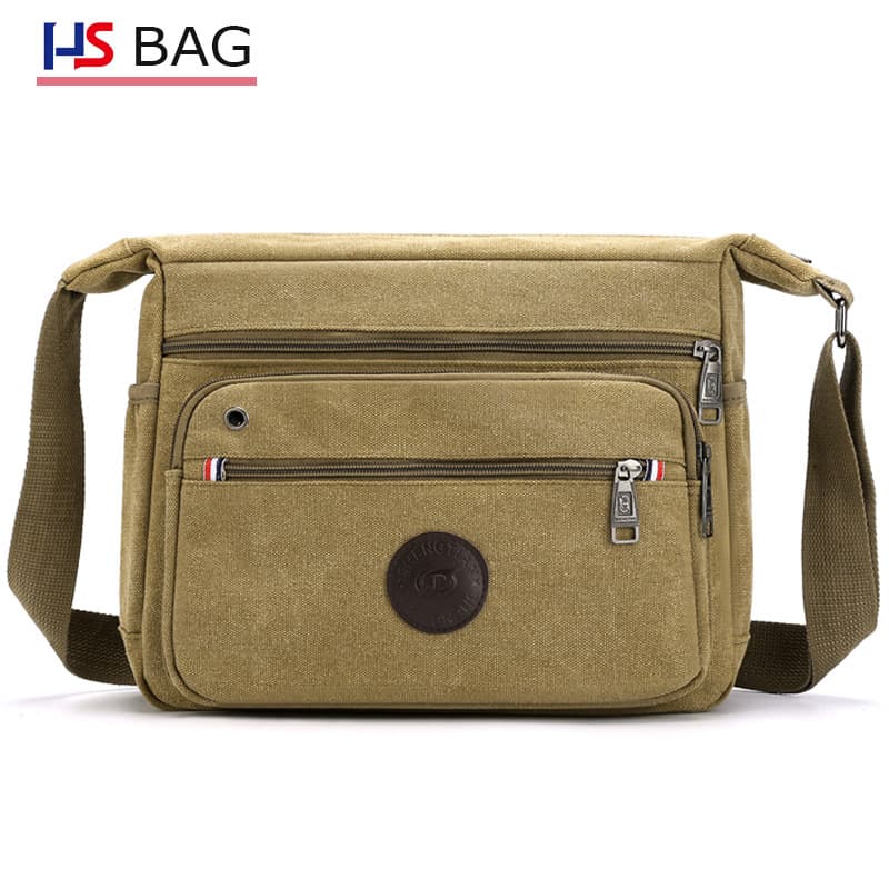 Korean style canvas men's shoulder bag for business travel large capacity multi-layer shoulder crossbody bag factory direct sales shoulder bag
