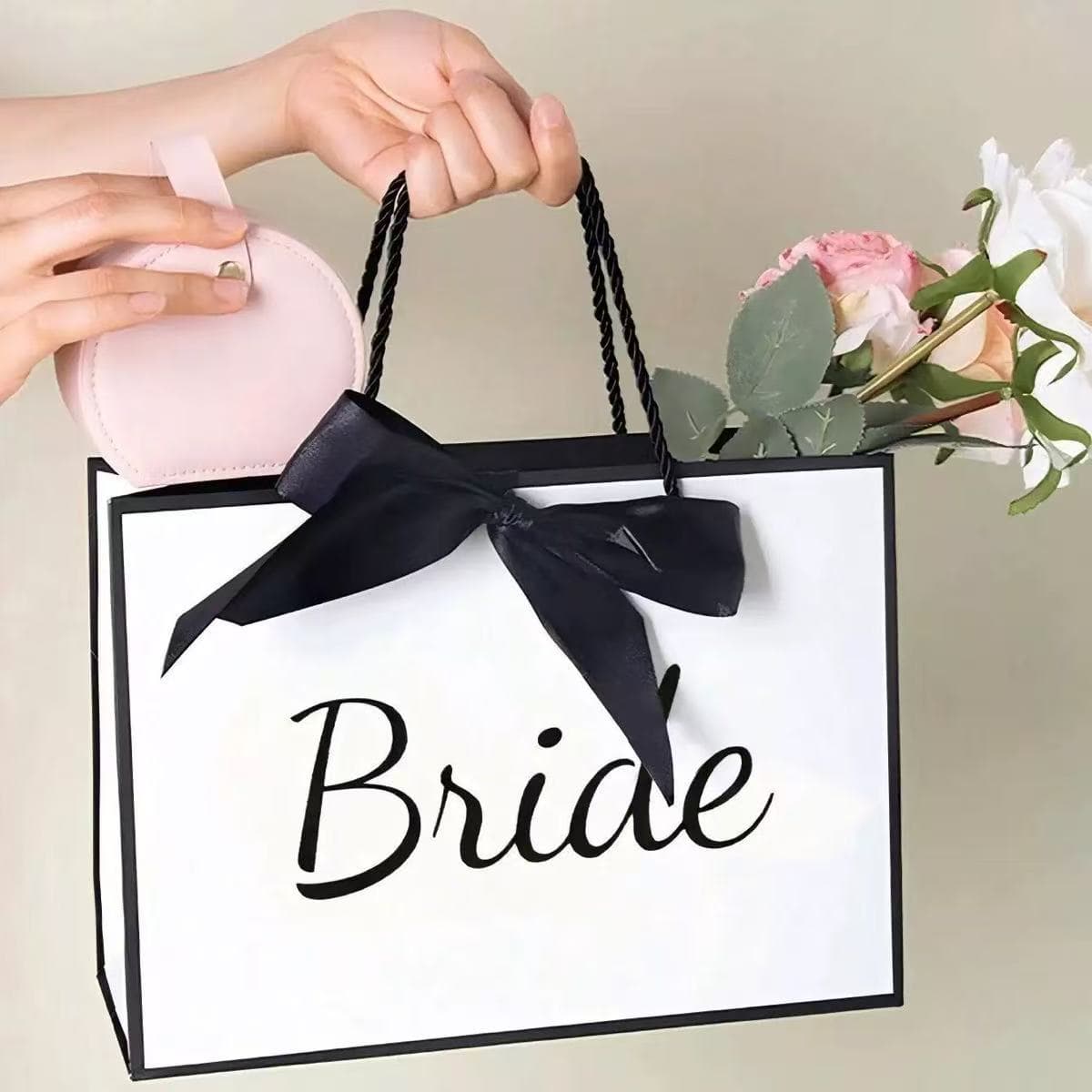 Cross-border Father's Day Stock Ribbon Mini Gift Tote Bag Simple Thickened Birthday Wedding White Tote Bag