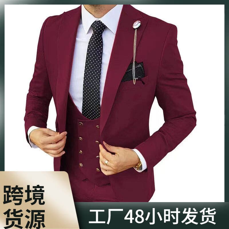 European and American Cross-Border Foreign Trade Mens Suit Set 2026 New Style Groomsmen Suits Aliexpress Amazon Wedding Suits