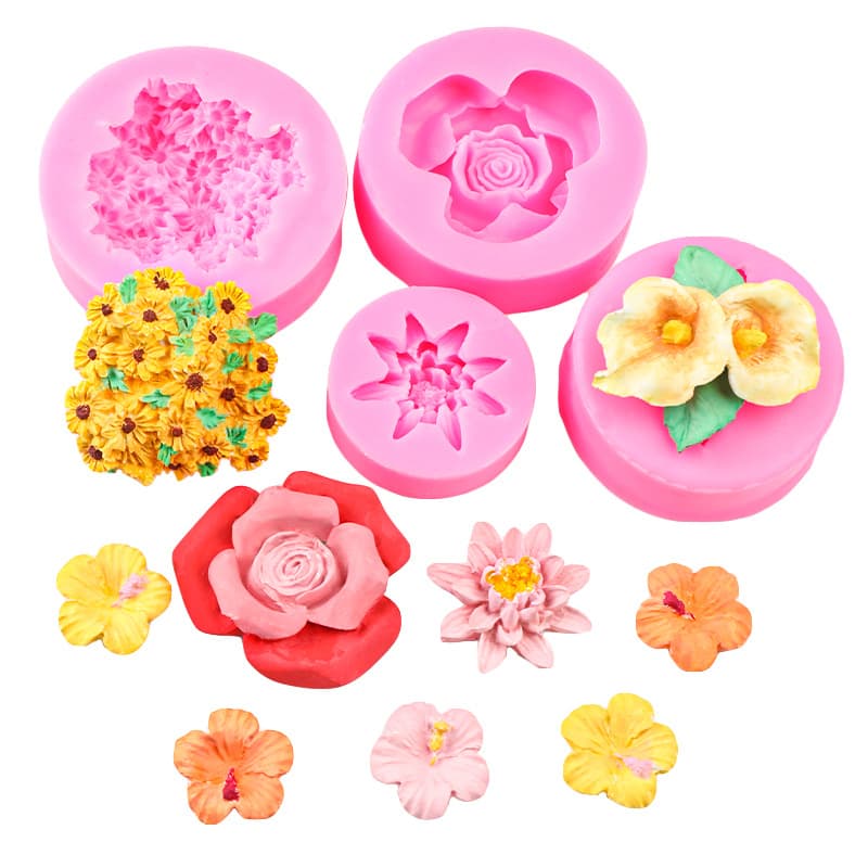 Lotus, Water Lily, Small Chrysanthemum Flower Cluster Soap Silicone Mold - Calla Lily DIY Fondant Cake Decoration Chocolate Mold