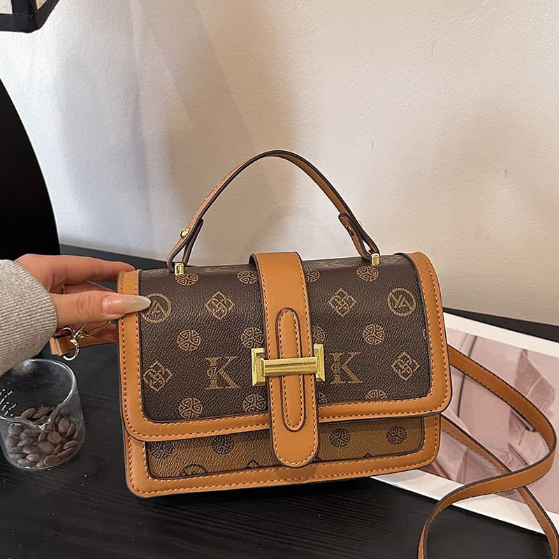 Presbyopic Light Luxury Printed Handheld Small Square Bag Retro Women's Bag 2026 New Commuter Flap Shoulder Crossbody Bag