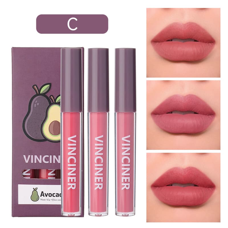 Best-selling 3-Piece Fruit Lip Gloss Set, Matte Non-Stick Cup Liquid Lipstick, Long-Lasting Moisturizing Lip Color