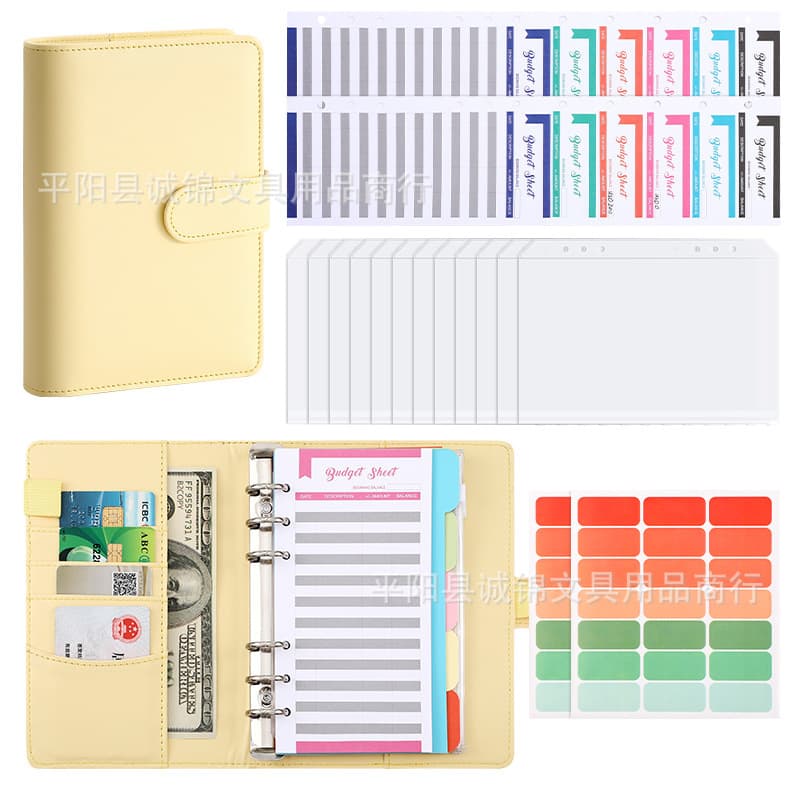 A6 Accounting Book Notebook Zipper Pouch Loose-Leaf Macaron Cash Organizer Financial Planner Journal Savings Book