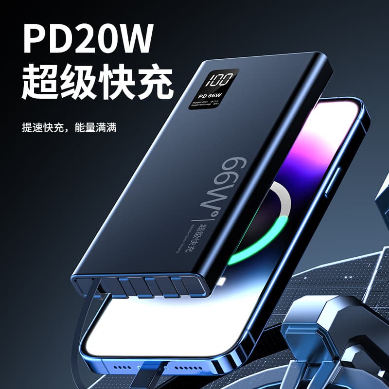 Fast Charging Large Capacity Power Bank 20000mAh Flash Charge Mobile Power Supply Cross-Border Wholesale 3C Certified Power Bank