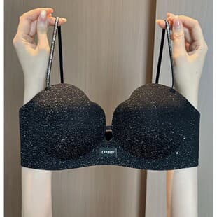 Sparkle Push-Up Bra for Small Bust, Visible Enhancement, Soft Support, Thin Sparkle Straps, Wire-Free, Side Coverage Bra