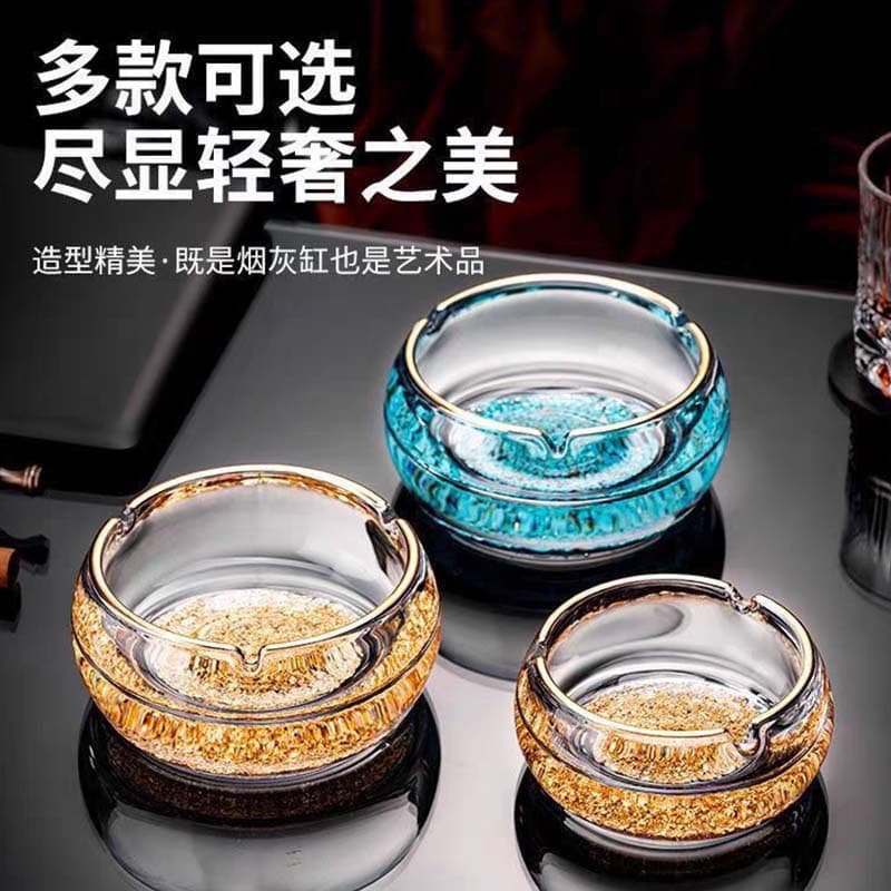 Crystal ashtray, home living room, high-end thickened glass ashtray, office coffee table, cigarette cup, high-value cigarette dish