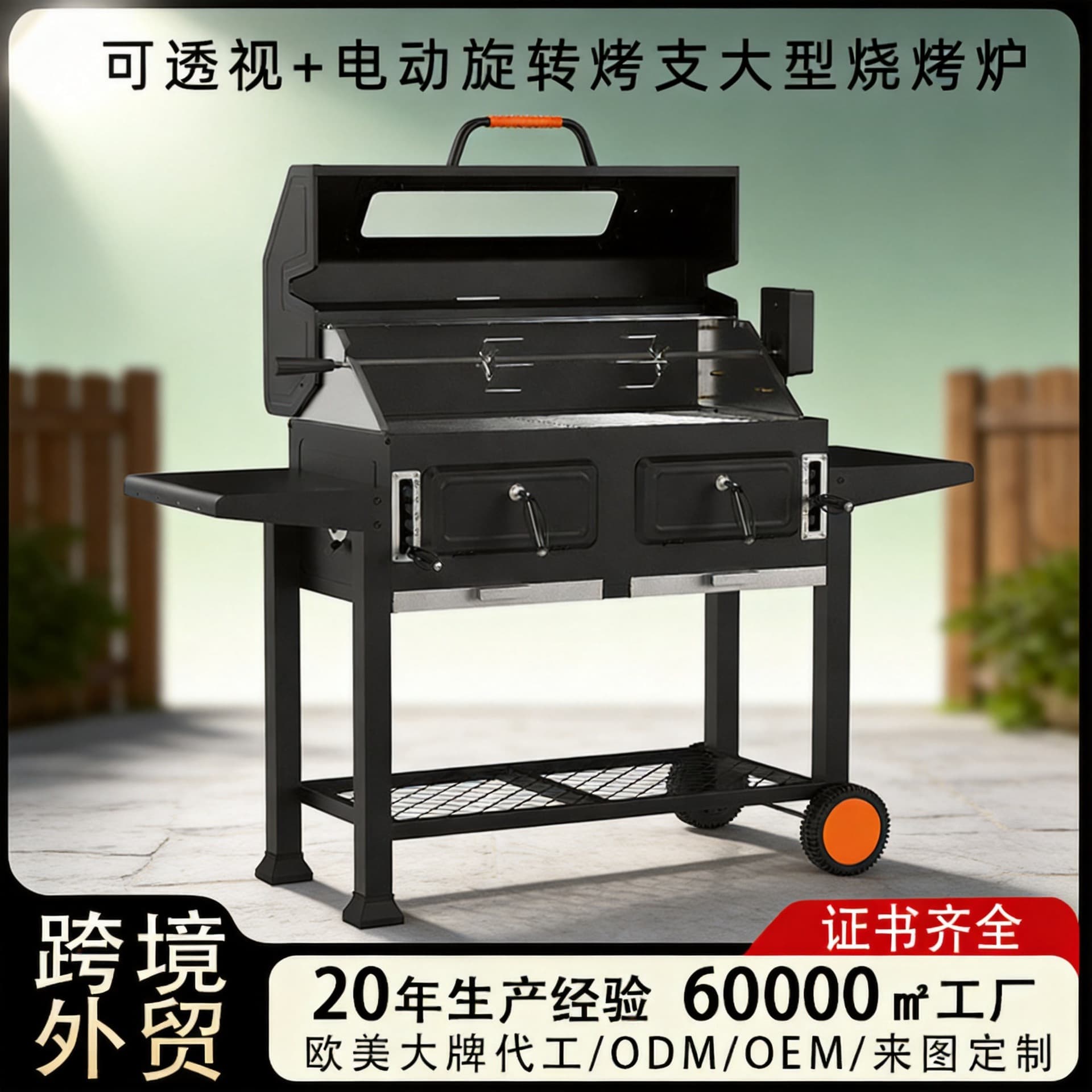 Electric Rotating Spit Multifunctional BBQ Grill, Large Outdoor Patio Barbecue, American Style