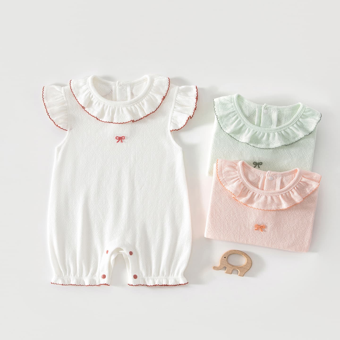 Baby summer short-sleeved jumpsuit, baby summer ultra-thin mesh pure cotton robe, children's monk suit, newborn crawl suit